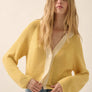 Ribbed Knit Contrast Cardigan Sweater