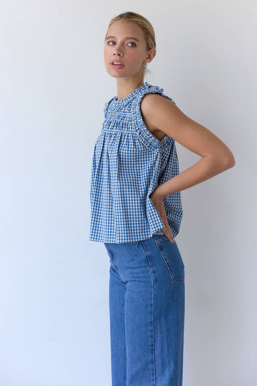 Gingham Ruffle Blouse