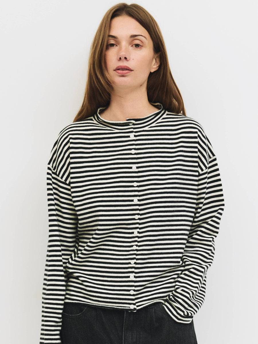 The Elisa Cardigan | Striped Button-Down Cardigan by All Row