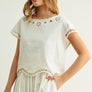 Floral Embroidered Boat Neck Top