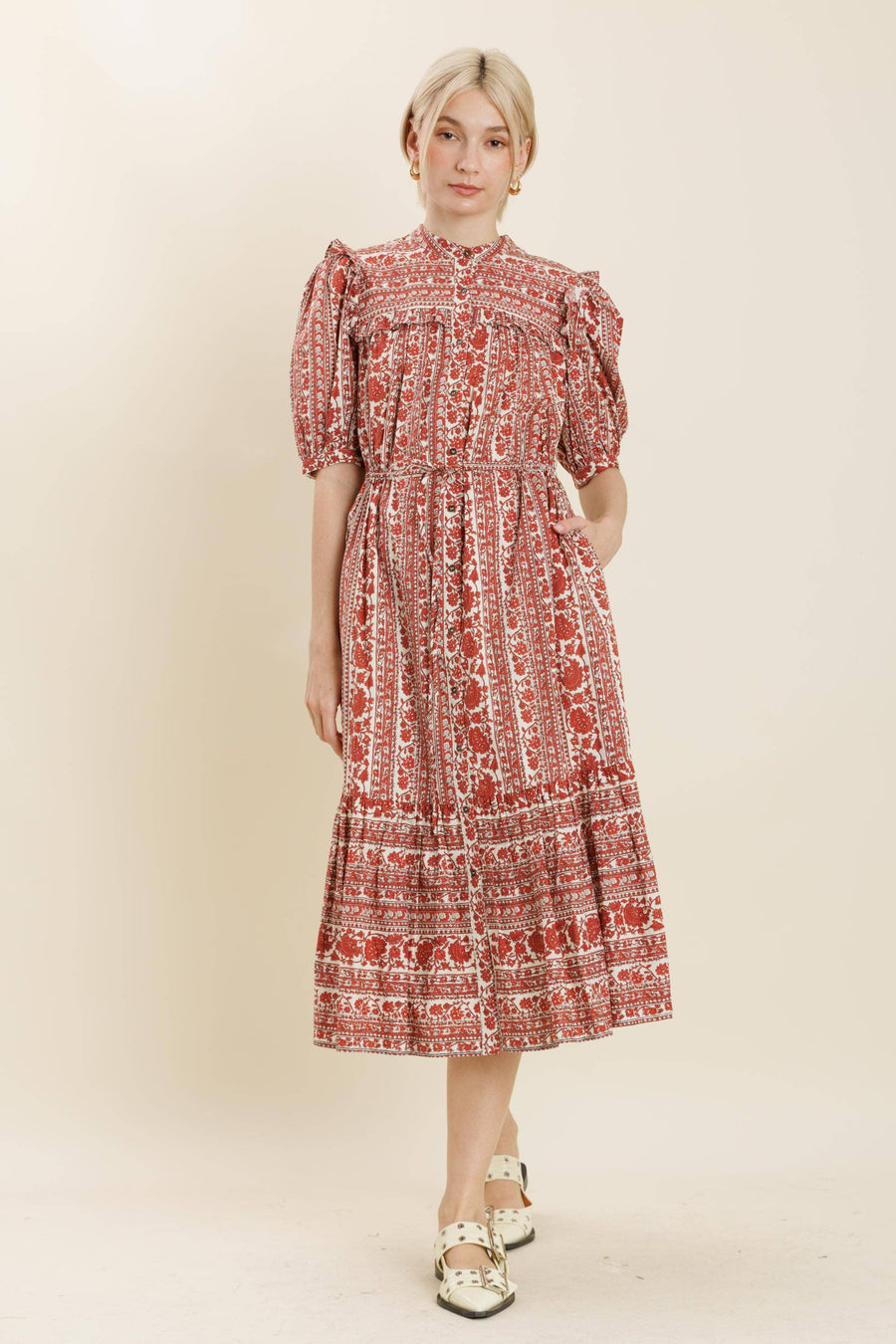 Floral Ruffle Midi Dress