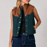 Western Contrast Faux Leather Padded Vest by le lis