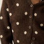 Polka Dot Jacquard-Knit Button-Up Crew-Neck Cropped Cardigan