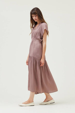 Ruffle Satin Midi Dress