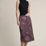 Paisley Elastic Waist Midi Skirt