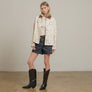 Western Embroidered Jacket with Corduroy Collar