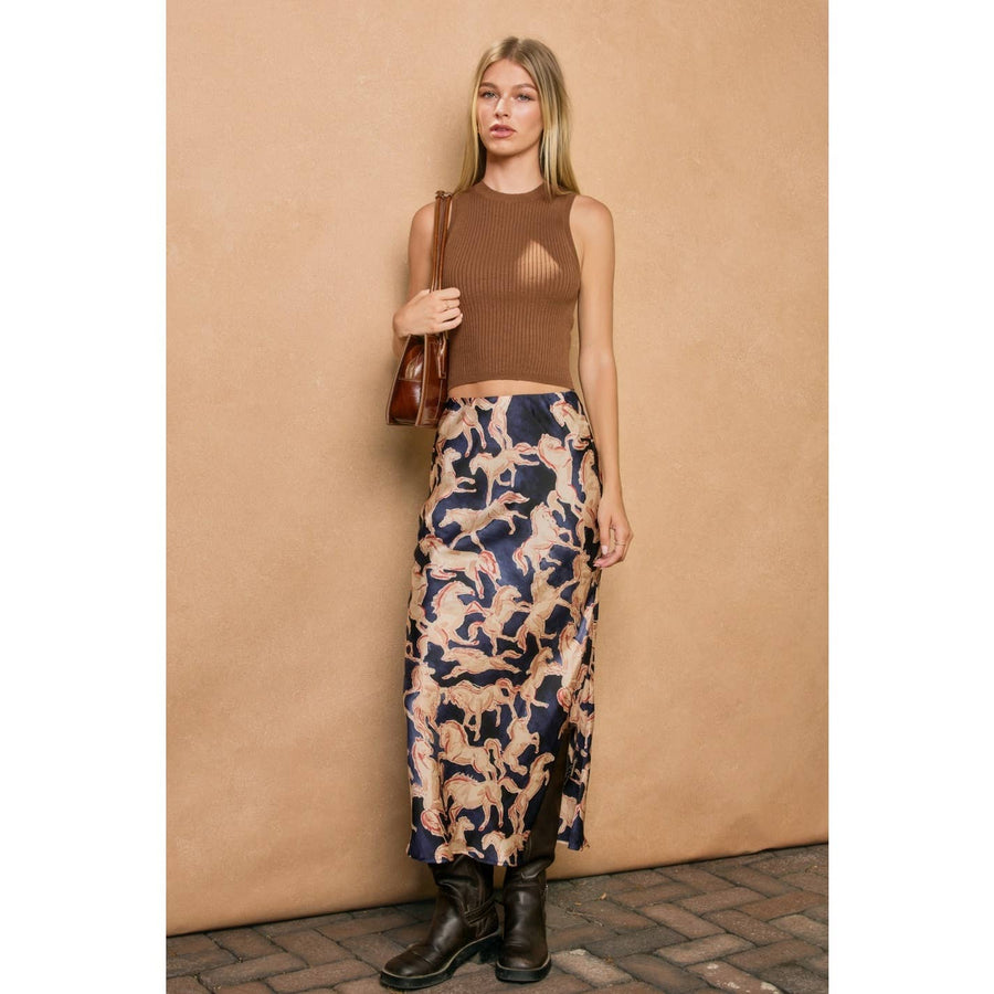 Riverbend Pull On Maxi Skirt in Western Navy