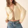 Ribbed Knit Contrast Cardigan Sweater