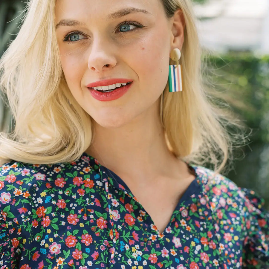 Desert Stripe Block Dangle Earrings by Sunshine Tienda