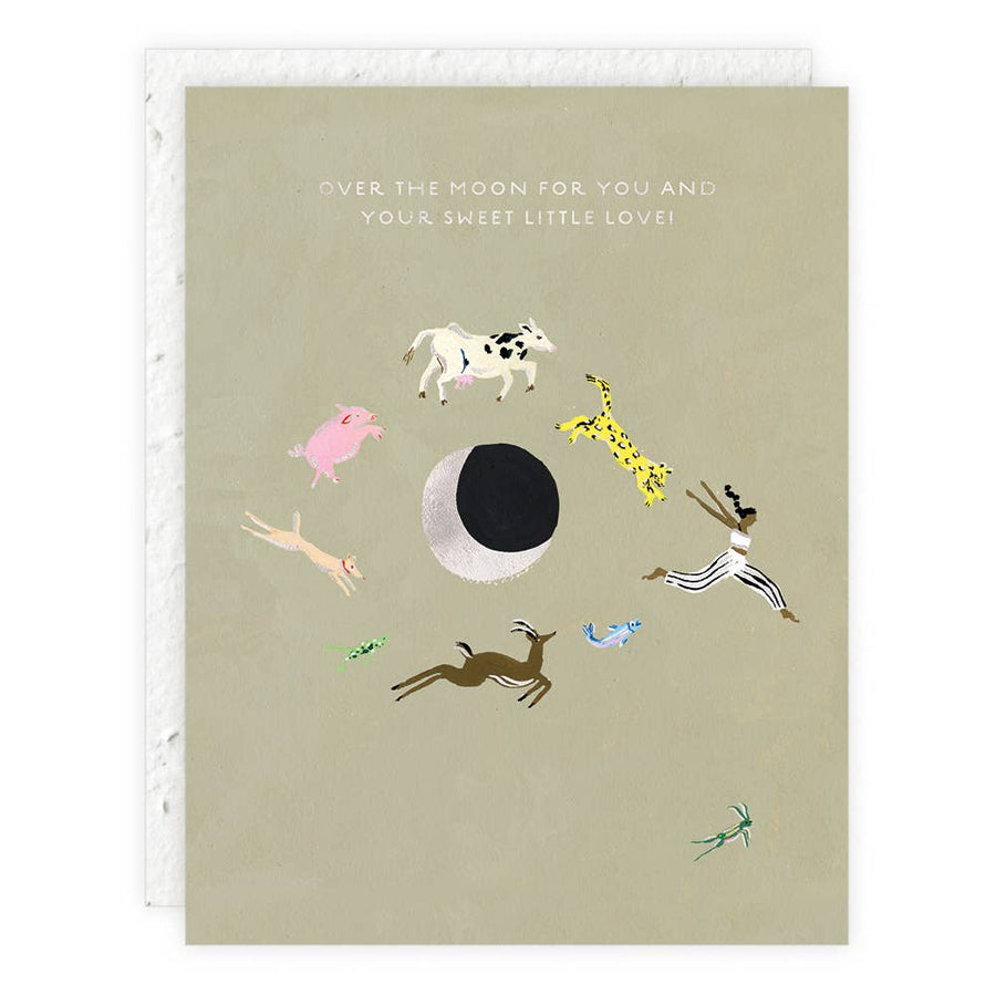 Over The Moon Baby Card