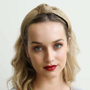 Bohemian Straw Rattan Knotted Headband in Natural