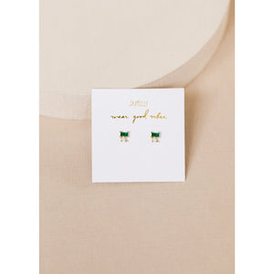 Emerald Double Stud Stack Earrings