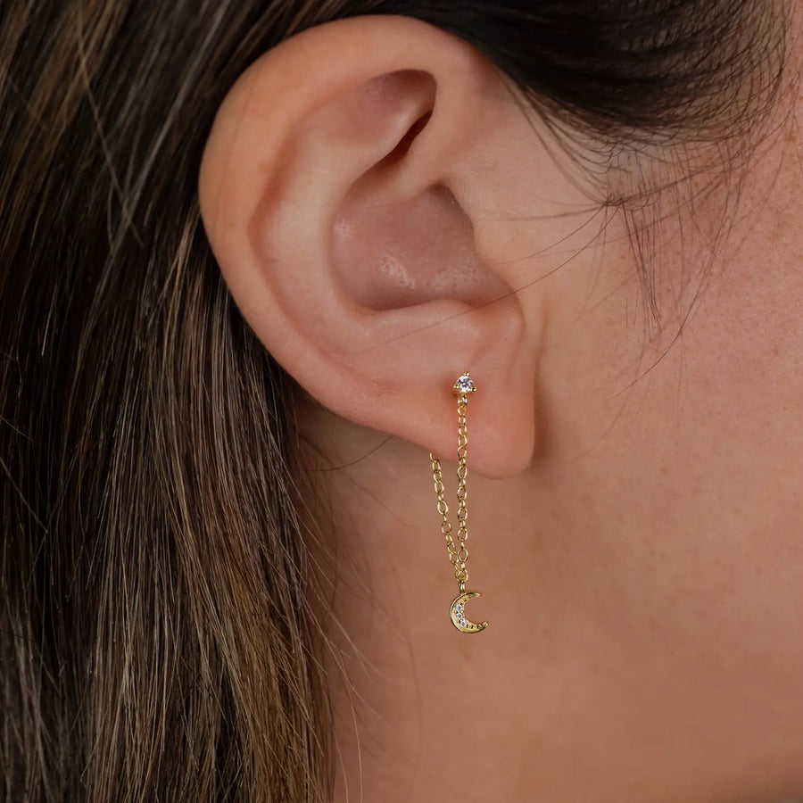 Chain Huggie Moonlight Earrings