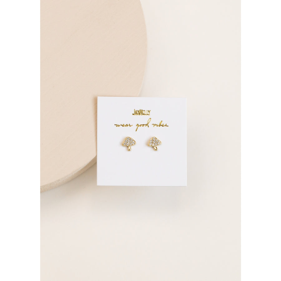 Pavé Stud Mushroom Earrings