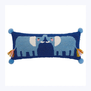 Elephant Hook Pillow with Pom & Tassel