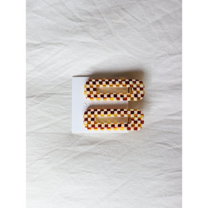 Duo In Checkered Tortoise Hair Clips