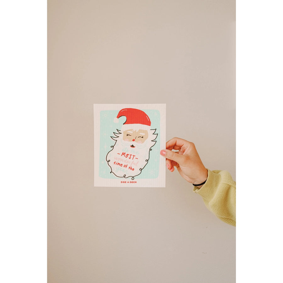 It's The Most Wonderful Time Santa Swedish Dishcloth