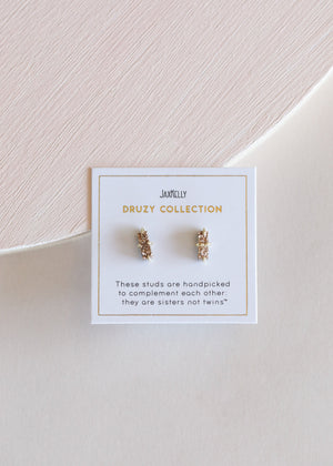 Rose Gold Druzy Bar Stud Earrings