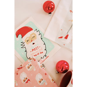 It's The Most Wonderful Time Santa Swedish Dishcloth