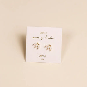 White Opal Crown Stud Earrings