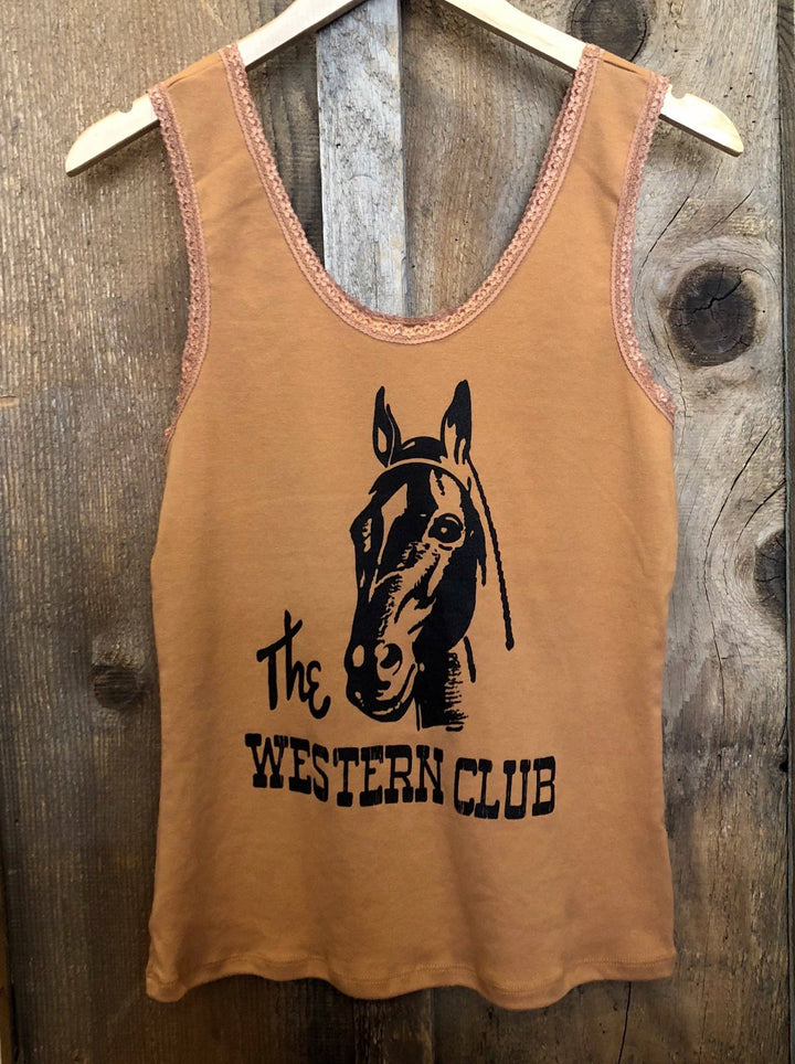 The Western Club Lace Tank in Cognac by Bandit Brand