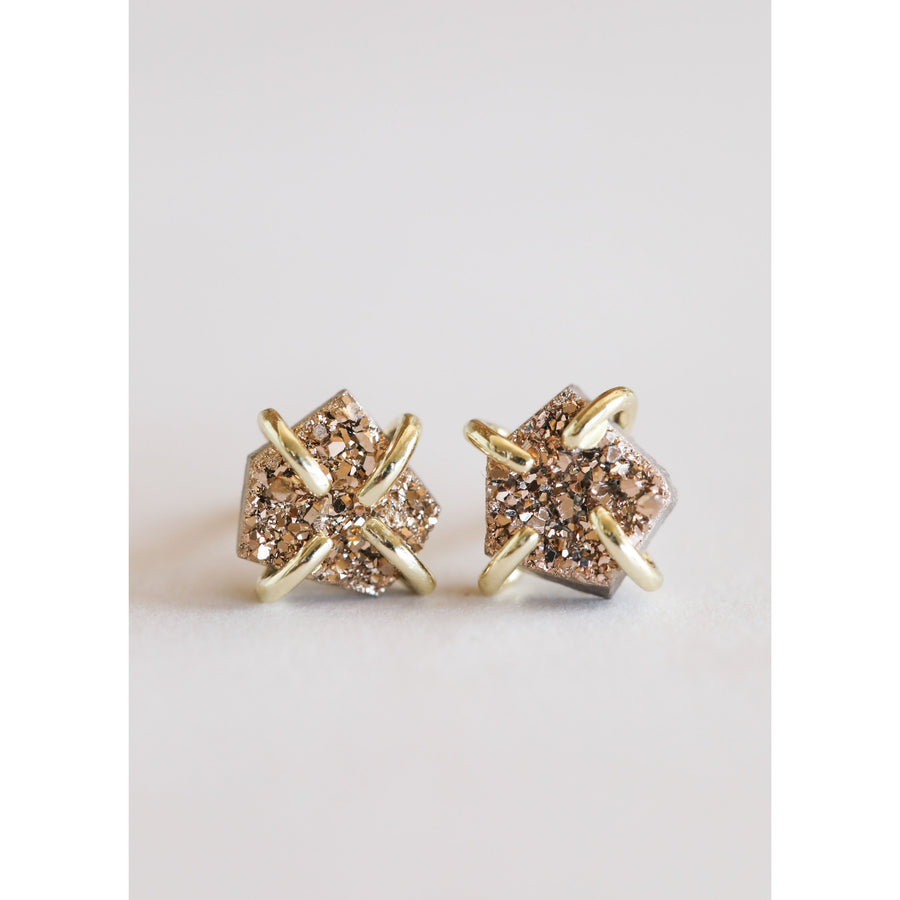 Rose Gold Druzy Prong Earrings