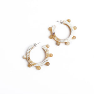 Natural Bead Hoop Earrings by Sunshine Tienda