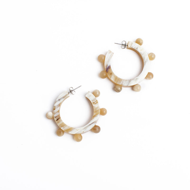 Natural Bead Hoop Earrings by Sunshine Tienda