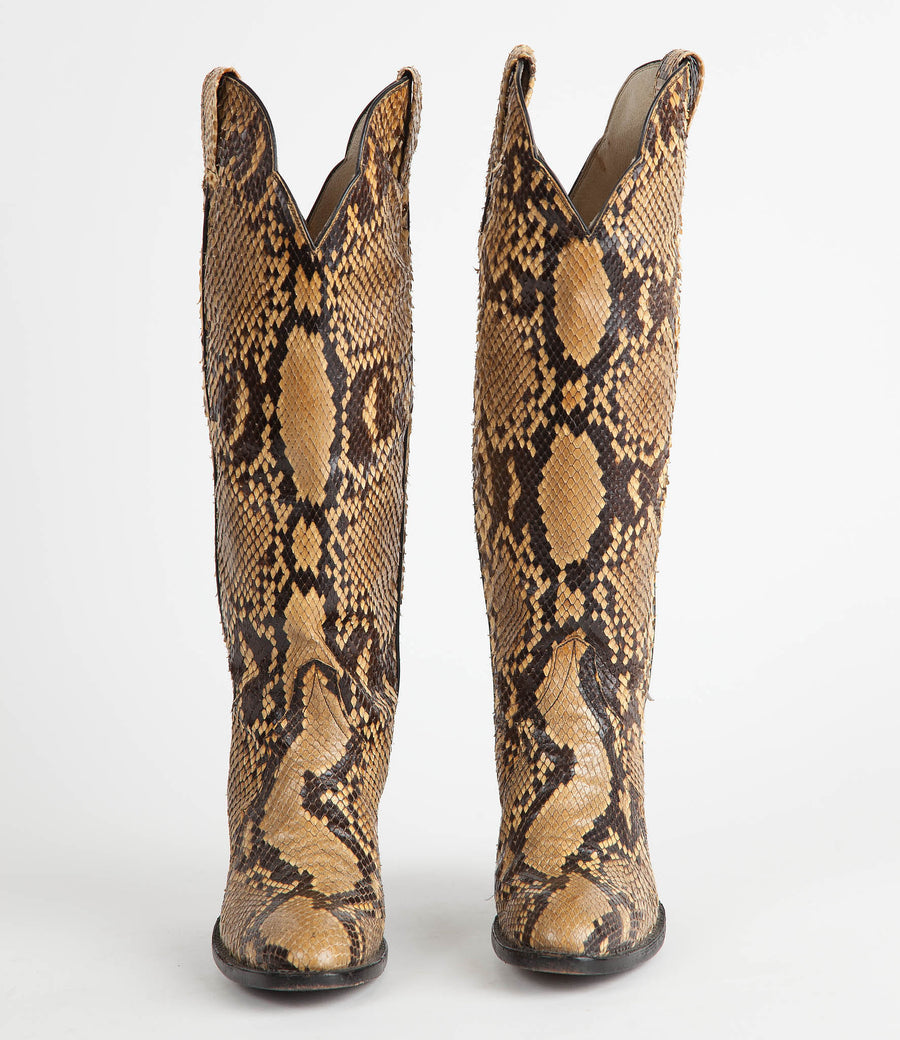 Vintage Larry Mahan Full Python Snakeskin Cowboy Boots - 4.5B ...